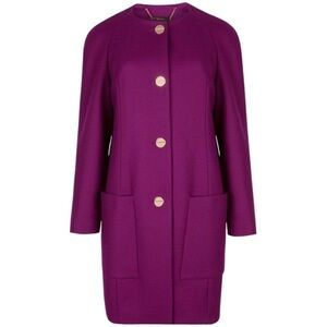 TED BAKER Mawd Wool Blend Pocket Cocoon Coat in Magenta